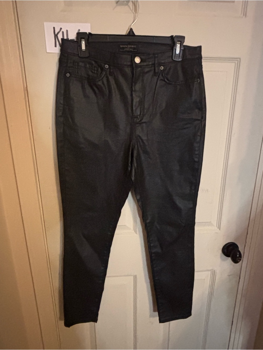 Banana Republic Black Coated Skinny Jeans leather